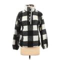 Ann Taylor LOFT Fleece Jacket: Black Checkered/Gingham Jackets & Outerwear - Women's Size X-Small