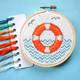 Nautical Cross Stitch Kit - Lifebuoy Counted Cross Stitch Kit for Beginners - Nautical Embroidery Decor - DIY Kits