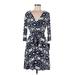 AB Studio Casual Dress - Wrap: Blue Print Dresses - New - Women's Size Medium