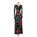 FARM Rio Casual Dress - Wrap: Black Print Dresses - Women's Size X-Small