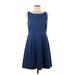 Ann Taylor LOFT Outlet Casual Dress - A-Line: Blue Solid Dresses - Women's Size 8