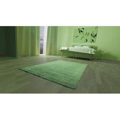 Wollteppich MORGENLAND "Uni - Gabbeh Teppich - Softy", grün (dunkelgrün), B:250cm H:1,6mm L:350cm, Schurwolle, Teppiche, Gabbeh Optik, Uni Farben, reine Wolle, sehr weicher Flor, Wohnzimmer Image