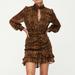 Zara Dresses | Nwt Stunning Zara Animal Print Mini Dress | Color: Brown | Size: Xs