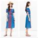 Madewell Dresses | Madewell Embroidered Indigo Mercado Midi Off The Shoulder Dress Size Xs | Color: Blue/Red | Size: Xs
