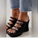 Free People Shoes | Free People Huffman Buckle Wedge Heels Black Size Us 8.5 Eu 39 | Color: Black | Size: 8.5