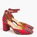 J. Crew Shoes | J Crew Tartan Red And Black Gingham Block Heels With Ankle Strap | Color: Black/Red | Size: 8