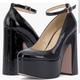 Jessica Simpson Shoes | Jessica Simpson Black Patent Curved Block Heel Mary Jane Platform Heels Size 10 | Color: Black | Size: 10