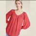 Anthropologie Tops | Anthropologie Maeve Boswell V-Neck Pink Women's Peasant Blouse, Size 10 | Color: Pink | Size: 10