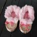 Disney Shoes | Disney Nwot Girls 11 Pink Gold Glitter Mocassin Slippers Faux Fur Lining Comfy | Color: Gold/Pink | Size: 11g