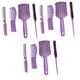 FRCOLOR 12 Pieces 4-Piece Hairdressing Comb Set Touping Comb for Fine Hair Comb for Men Women Combs Hair Brush Hair Styling Comb with Oil Beard Comb Portable Adjust Deliveries Man Purple