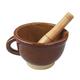 ZUOZUIYQ pestle and mortar Pottery Mortar and Pestle Set with Pouring Brown Ceramic Grinder Guacamole Bowl Traditional Garlic Peeler Mortar and Pestle Spice Grinder pestal & morter (Size : M)