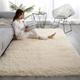 Guetto Rugs Living Room Large Soft Touch Rug Area Rugs for Bedroom Anti Slip Modern Super Soft Thick Pile Fluffy Shaggy Rug Non Shedding Shaggy Fluffy Rugs High Pile Carpets,Beige,120x160cm