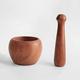 Wooden Mortar and Pestle Set - Small Size for Grinding Spices and Nuts - Manual Garlic Grinder and Multi-purpose Kitchen Tool