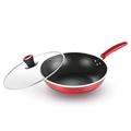 WBDHEHHD Round Hard Anodized Non-Stick Deep Frying Pan, Household Low Fume Glass Cover Frying Pan Frying Pan