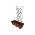 Garden Pride Hanging Balcony Planter with Decorative Trellis - 60cm Trough holder for use on balconies, fences or railings. An ideal alternative to a window box. (Charcoal Trough)