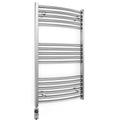 500mm Wide Curved Chrome Electric Bathroom Towel Rail Radiator Heater With AF Thermostatic Electric Element UK Pre-Filled (500 x 900 mm)
