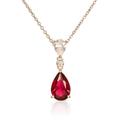 Diamond Treats 925 Sterling Silver Red Necklace in Gold with a Ruby Red Stone, Pear Shaped Ruby Red Necklaces for Women in Gold Plated 925 Silver, Teardrop Necklace for Women, Gifts for Women