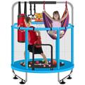 ZCMHAXJ Trampoline for Kids, Adjustable Toddler Trampoline, 55 Inch Indoor/Outdoor Mini Baby Trampoline with Enclosure, Entertainment Trampoline with Basketball Frame