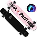 43''Skateboard for Beginners Double Kick Concave Standard and Tricks Deck with 7 Layer Maple Pro Complete Longboard with Flashing Wheels for Teens Adults and Kids