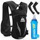 Running Vest Hydration Backpack with 1.5L Water Bladder Adjustable Hydration Vest Running Backpack ,Skin And Lightweight Hydration Vest Backpack for Men Women (Black +500ml Water Bottle)