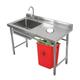 Outdoor Utility Sinks,Free Standing Commercial Kitchen Sink,Stainless Steel Utility Sink Single Bowl,With Cold Faucet,With Garbage entrance,for Restaurant Garages. ( Color : Left , Size : 120*50*80CM