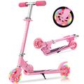 TENBOOM Scooter For Kids Ages 4-7 Boys Girls With Led Light Up Wheels, 2 Wheels Kick Scooter Micro Kids Scooter With Adjustable Handlebar Rear Brake for Kids Ages 3-10, Candy Pink