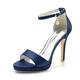 ZhiQin Pointed Toe Women Open Toe Bridal Wedding Shoes Pumps Satin High Heel Prom Shoes,Dark Blue,8 UK