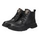 DMGYCK Men's Leather Lace Up Motorcycle Combat Boots Retro Round Toe Lug Sole Chukka Ankle Boots Casual Waterproof Oxford Dress Work Boot (Color : Black-Velvet, Size : 10 UK)