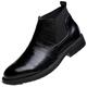 PGTTWOOD Walking Chelsea Boots for Men Classic Wearable Lightweight Slip-On Daily Work Leather Boots Soft Sole Elastic Leisure Ankle Boots Outdoor (Color : Black With Fur, Size : 11 UK)