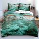 YUTNSAN Island Bedding 3D Beach Duvet Cover Printing Design Duvet Cover Fresh Natural Scenery Duvet Cover Bright Green Soft Microfiber Bedding Double (200x220cm+80x80cmx2)