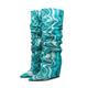 10.5Cm Fold Over Knee High Boots for Women Pointed Wedge Heel Knee Boot Wedge Heel Boot,Green,39