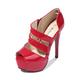 Phorecys Women's Peep Toe Platform High Heel Sandal Pumps,Formal Party Side Zipper Dress Heeled Patent Red Tag 40/UK 6.5/250mm