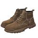 DMGYCK Men's Leather Lace Up Motorcycle Combat Boots Retro Round Toe Lug Sole Chukka Ankle Boots Casual Waterproof Oxford Dress Work Boot (Color : Brown-2, Size : 8 UK)