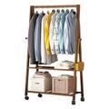 Garment Rack, Portable Bamboo Clothes Rack, 60 x 35 x 135 cm Coat Stand Rack, with Shelf for Storage and 2 Hook, Open Wardrobes for Bedroom