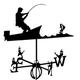 Metal weather vane, airplane, angler, bee shape wind direction indicator, suitable for outdoor, garden, shed, fence post, pergola, professional wind direction measuring tool