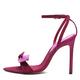 Bow Sandals Stiletto High Heel Sandals for Women Ankle Strap Buckle Nude Color Dress Sandals Open Toe Pointed Toe Party Daily High Heel Sandals,Purple,3 UK