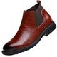 PGTTWOOD Walking Chelsea Boots for Men Classic Wearable Lightweight Slip-On Daily Work Leather Boots Soft Sole Elastic Leisure Ankle Boots Outdoor (Color : Brown With Fur, Size : 8 UK)