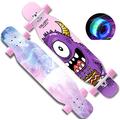 Skateboard for Beginners 43''Double Kick Concave Standard and Tricks Deck with 7 Layer Maple Pro Complete Longboard with Flashing Wheels for Teens Adults and Kids