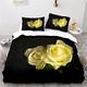 King Size Duvet Set Black Yellow Rose Bedding Set for Kids Aldults Duvet Cover with Zipper Closure Soft Breathable Hypoallergenic Microfiber Quilt Cover (230x220 cm) + 2 Pillowcases (50x75 cm)