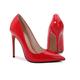 Womens High Heel Pointed Toe Pumps Shoes Ladies Pumps Party Prom Wedding Bridal Occasion Heeled Court Stiletto Heels Shoes,Red,6.5 UK