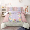 Coverless Duvet Pink Tulip Yellow Coverless Duvet Double Microfiber Quilted Bedspreads Lightweight Bedspreads Double Size Comforter All Seasons Quilted Throw+2 Pillowcases(50x75cm) 203x228cm