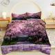 loyaltyer Purple Flower Tree Duvet Cover Single Bedding Set Soft Comfortable Single Duvet Covers, 1 Duvet Cover Single 140x210 cm and 2 Pillowcases