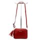 Pierre Cardin Dollaro 1501 Women's Small Handbag, Natural Leather Crossbody Women's Bag, Messenger Bag, Elegant, Practical Everyday Handbag, Golden Embellishments - Red, red, Klein