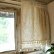 Leaf Pattern Curtain Valance with Tassels, Lace Embroidered Half Window Curtains Tiers Rustic Style Semi Sheer Short Curtain, Rod Pocket (Color : Yellow, Size : 135x60cm/53x24in(WxL))