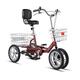 NOALED Bike Three Wheel Bike, Adult Tricycle 14 Inch Single Speed Bicycle with Large Basket & Seat Backrest 4 Wheel Cruiser Bike for Recreation Shopping Picnics Exercise Cycling Pedalling
