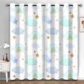 Syhi Qlty Rainbow Blackout Curtains for Bedroom, Clouds and Stars Thermal Curtains & Drapes, Eyelet Soundproof Curtains 72 Inch Drop, Window Treatments for Living Room, 46 x 72 Inch(W X L), 2 Panels