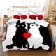 SJSXWQN King Size Duvet Cover Black And White Cat Bedding for Kids Aldult Duvet Cover with Zipper Closure Hypoallergenic Microfiber Quilt Cover 90.5"x 86.6" + 2 Pillowcases 19.7"x 29.5"