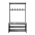 Heavy Duty Clothes Rack Coat Rack With Shoe Bench, Entryway Shoe Rack, 3-In-1 Hall Tree With Shoe Storage,Coat Stand With Seat For Front Door Entryway Bedroom Living Room/B/80 * 33 * 170Cm (