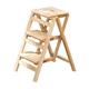 Solid Wood Step Ladder, 3 Steps Folding Step Stool, Portable Ladder with Large Platform, Household Stepladder Multi-purpose Flower stand Climb Ladders