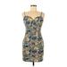 Shein Casual Dress - Bodycon: Blue Brocade Dresses - Women's Size Large